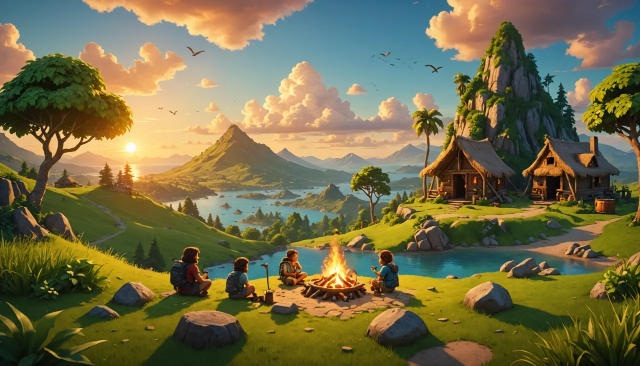 Best Palworld server hosting — a lush survival island at sunset